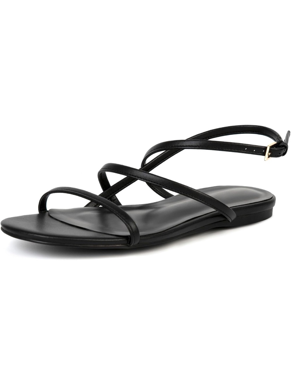 NWT Suiara Black Flat Strappy Sandals